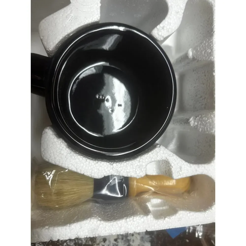 NEW 1985 Old Spice Shaving Mug, Boar Bristle Shaving Brush damaged box
